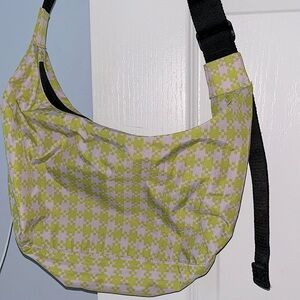 EUC BAGGU Medium Nylon Crescent Bag - Pink Pistachio Pixel Gingham